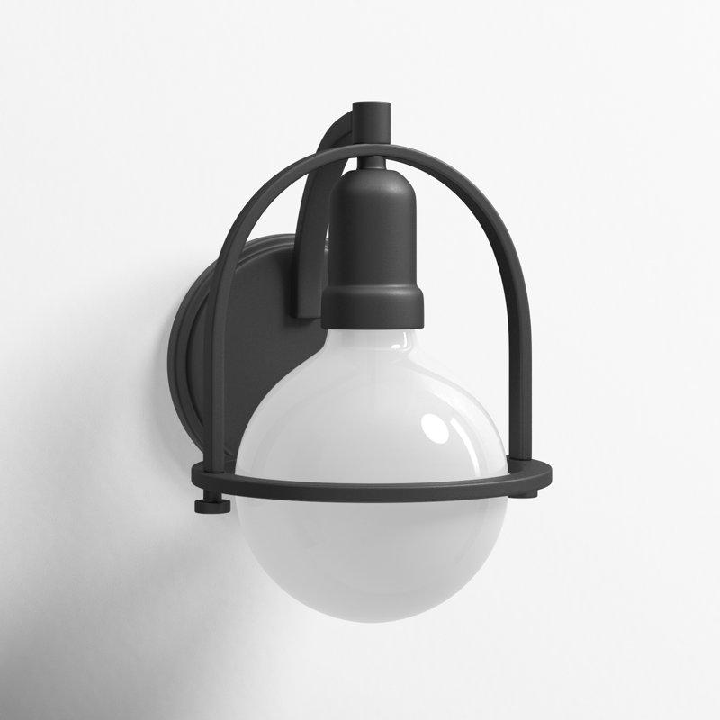 Damiana Bath Vanity Light - G40 Bulb in Photos (not included), Black, 9" H x 6.25" W x 7.5" D, 1 Light