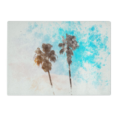 Tempered Glass Los Angeles Palm Trees Chopping Board