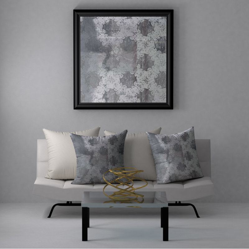 Besoin d'une housse et d'un insert de coussin carré flatteur, 20 po x 20 po, Argent / gris abstrait 2