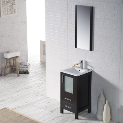 Mance 16.13 " W Freestanding Standard Free Standing Single Double With Ceramic Top with Mirror