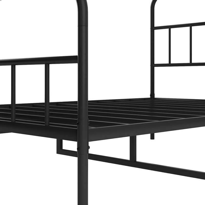 Queen Size Metal Platform Bed, Iron Headboard, Box Spring Not Needed, Silent Night, Black Bed Frame With Robust Construction, No Quiet Sleeping,