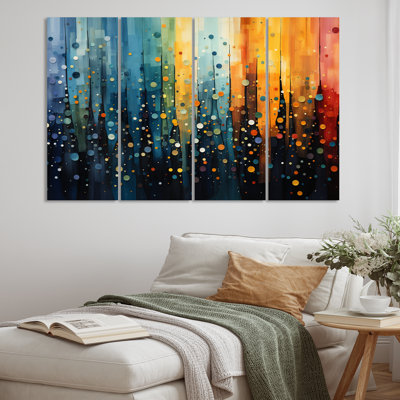Ensemble de 4 pièces colorées «Mid-Century Bold Breeziness I» sur toile