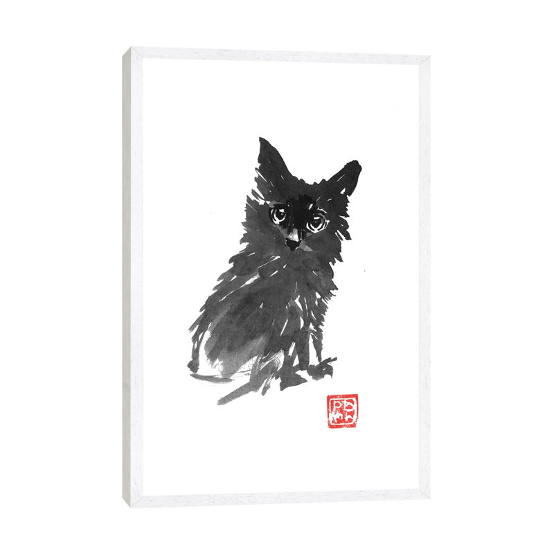 Fluffy Young Cat by Péchane - Print on Canvas, White Framed, 66.04 cm H x 45.72 cm W