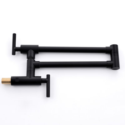 Wall Mounted Pot Filler - Kitchen Faucet, Brass, Black, 360 Rotation Double Joint Swing Arms Mount Faucet Blackened Brass With