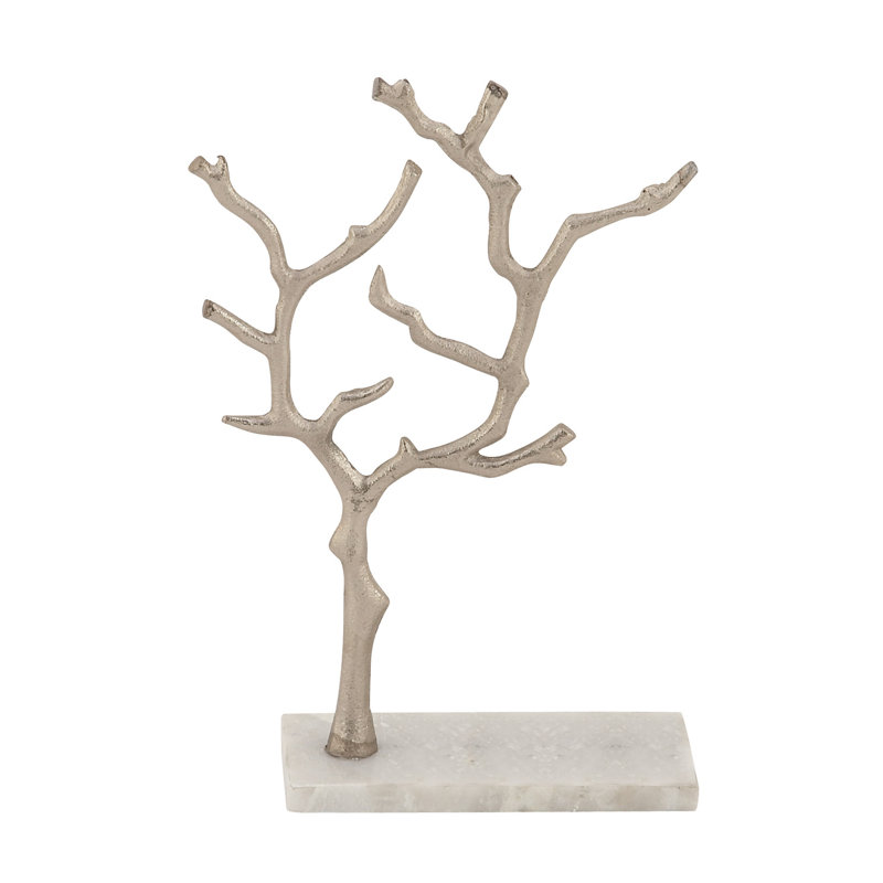Marble Jewelry Display Stand with Rectangular Base, Argent