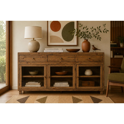 Rustic-Modern Solid Wood Bookcase & Cabinet - 84"