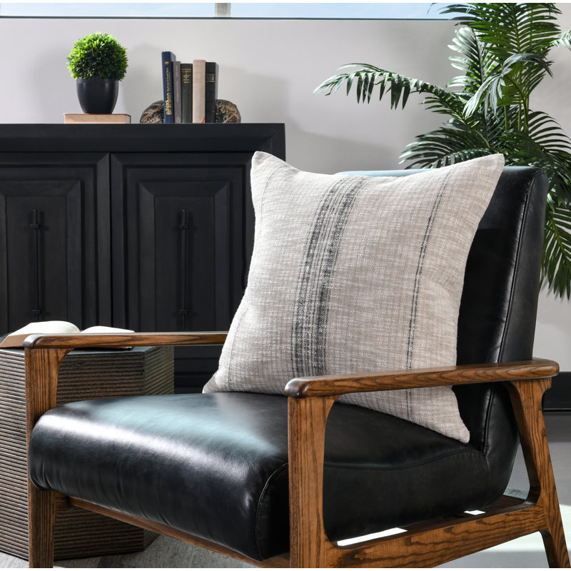 Tia 22" Square Throw Pillow, Natural/Black, 16" x 36", Rectangular