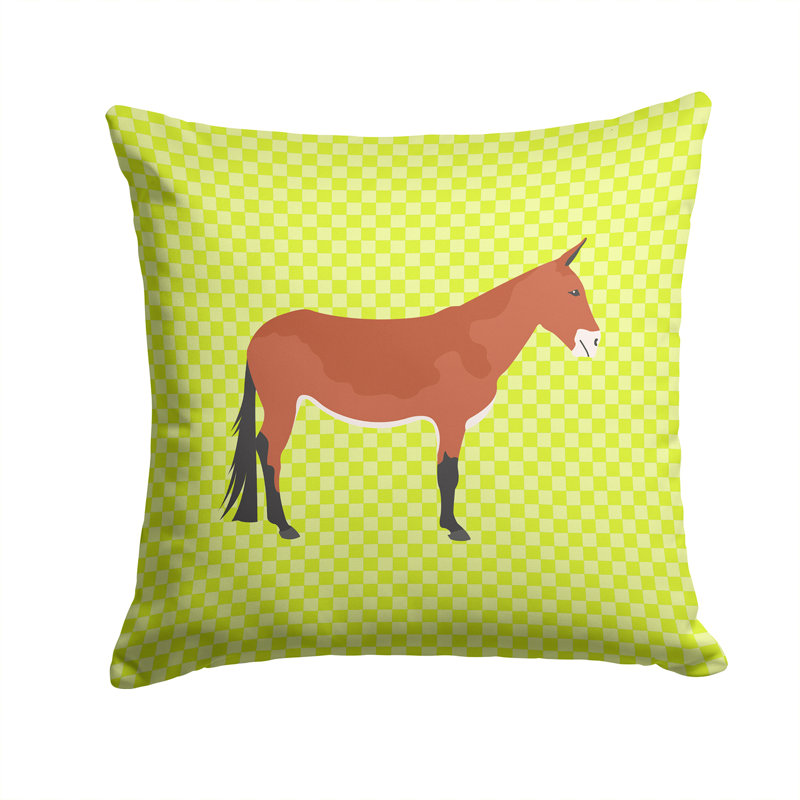 Mule Check Outdoor Throw Pillow, Green, 14" x 14"