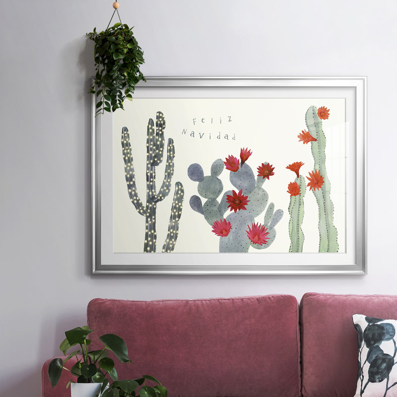 «Flowering Christmas Cactus Collection A», reproduction encadrée sur papier, Argent, H 30 po x l 44 po x P 1,5 po