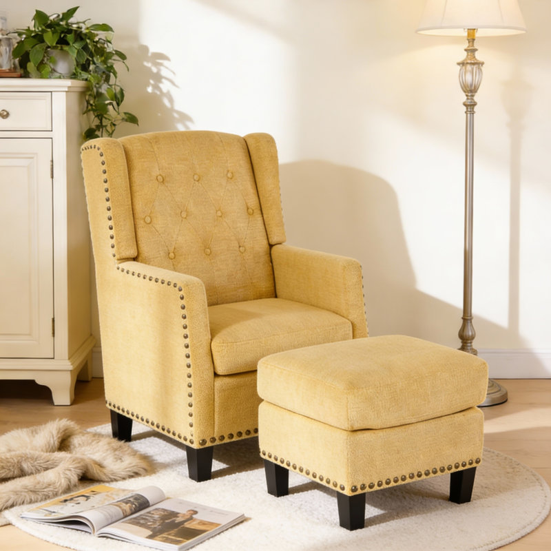 153cm Wide Chenille Wall Recliner Standard Recliner, Yellow