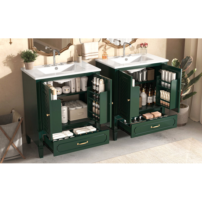 Ensemble de meuble-lavabo 60 po avec lavabo double 60 po, 2 armoires avec porte et 2 tiroirs