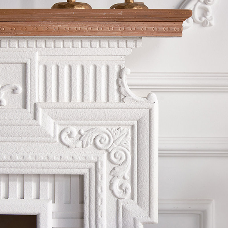 White Solid + Manufactured Wood Freestanding Fireplace