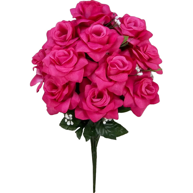14 tiges de rosier, Velours, H 21 po x l 12,5 po x P 7 po