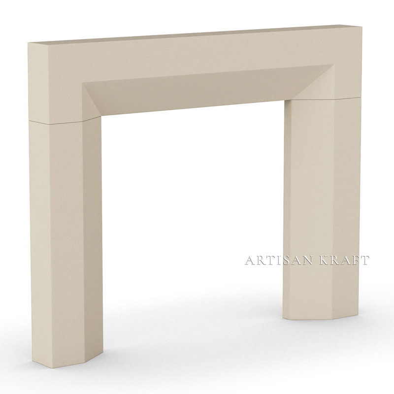 Encadrement de foyer biseauté en pierre avec foyer Bullnose, P 6 po x H 52 po x l 66 po, Terre