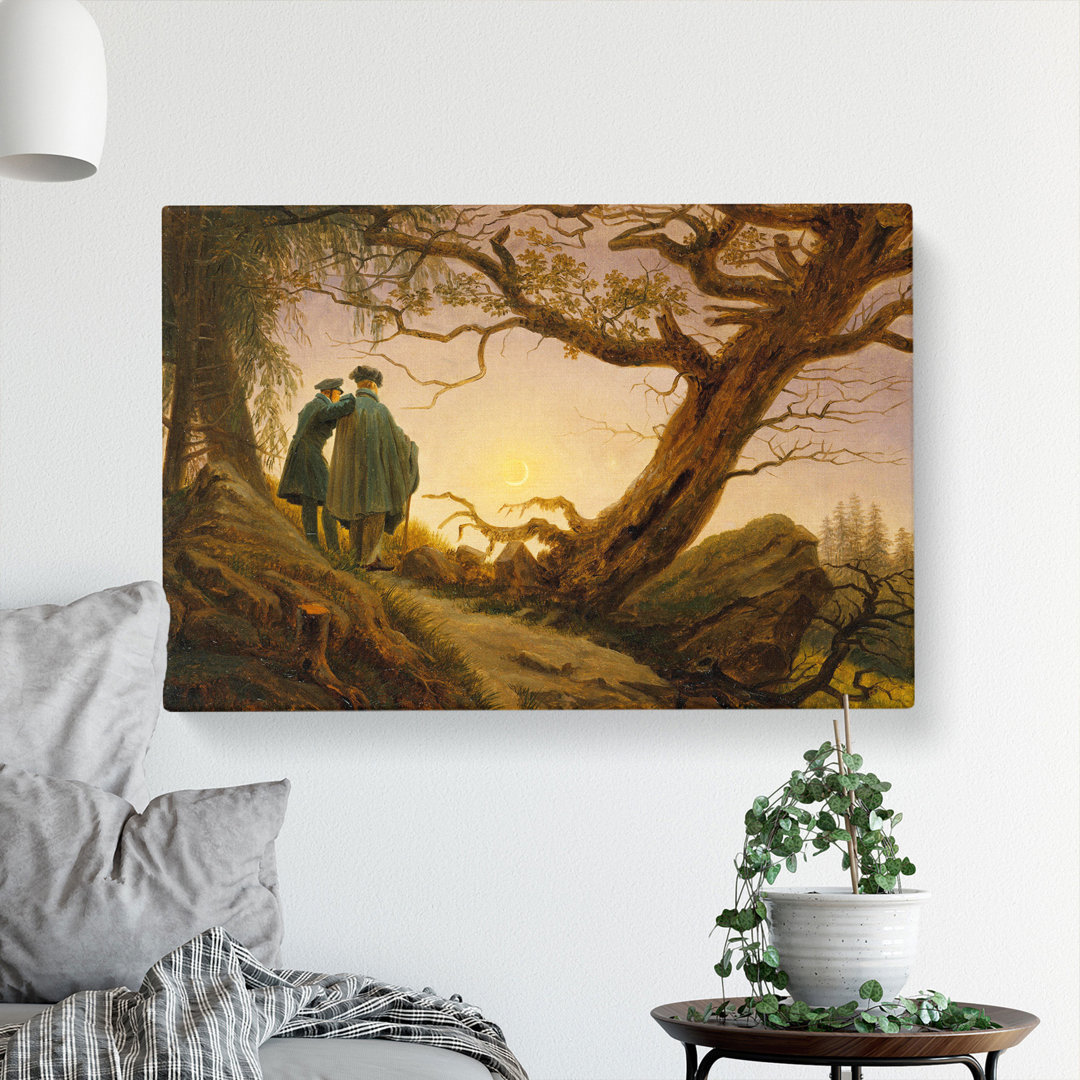 Contemplating The Moon by Caspar David Friedrich - Wrapped Canvas Painting
