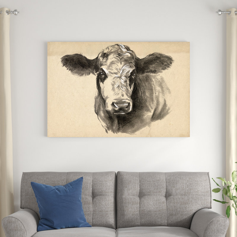 Vache gris anthracite I, H 32 po x l 48 po x P 1,25 po