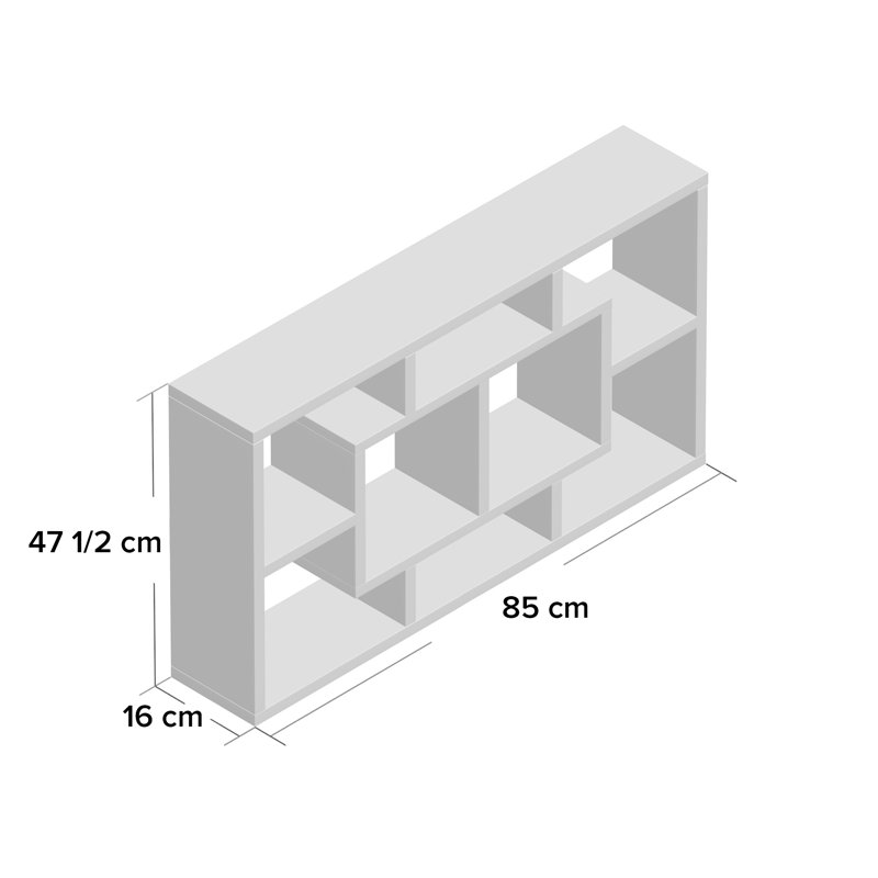 Tiffany 8 Piece Floating Shelf, High Gloss White, 47.5cm H x 85cm W x 16cm D