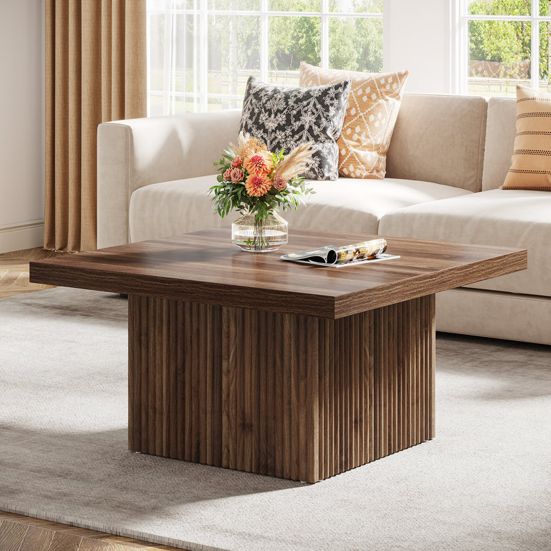 Pedestal Coffee Table, Brown