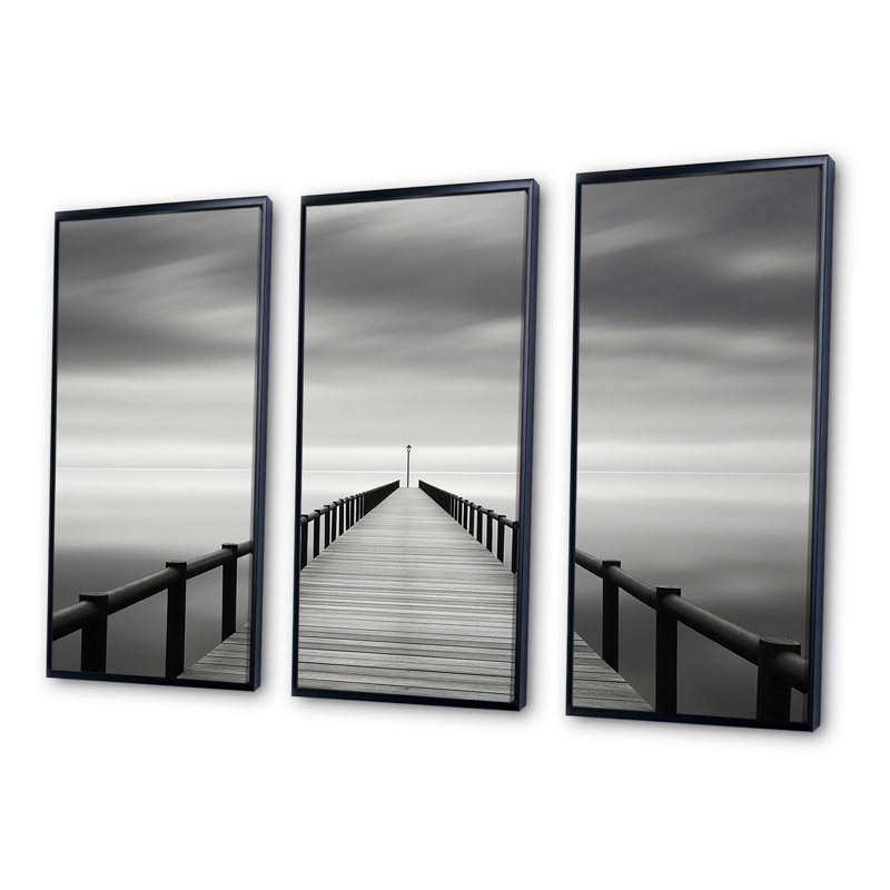 Ensemble d'art mural Rashid - Coastal Pier, Cadre flottant noir, H 40 po x l 60 po x P 1 po