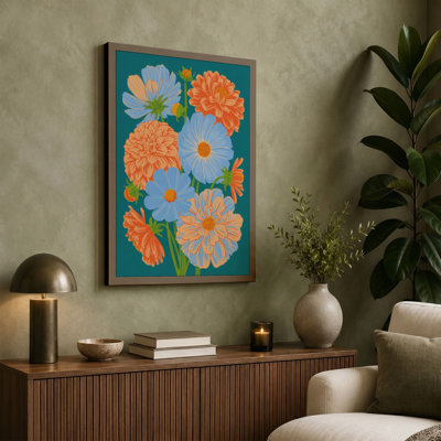 Cheerful Flower Bouquet Botanical 1 Piece Wrapped Canvas Wall Art