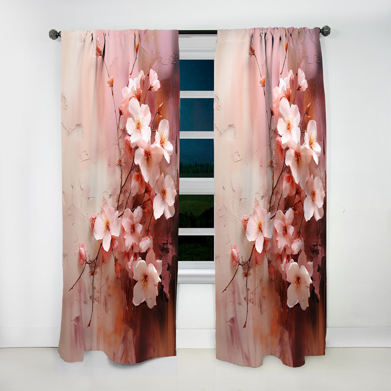 Dev Devil Cherry Tree Blossoms I - Rideau moderne - Velours obscurcissant - 1 panneau, L 52 po x L 108 po