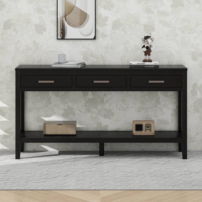 Console d'entrée avec rangement, 3 tiroirs, Noir