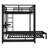 Metal Bunk Bed with Trundle, Built-in Wardrobe & Folding Desk, Space-Saving Design with Guardrails, Black-1002522104
