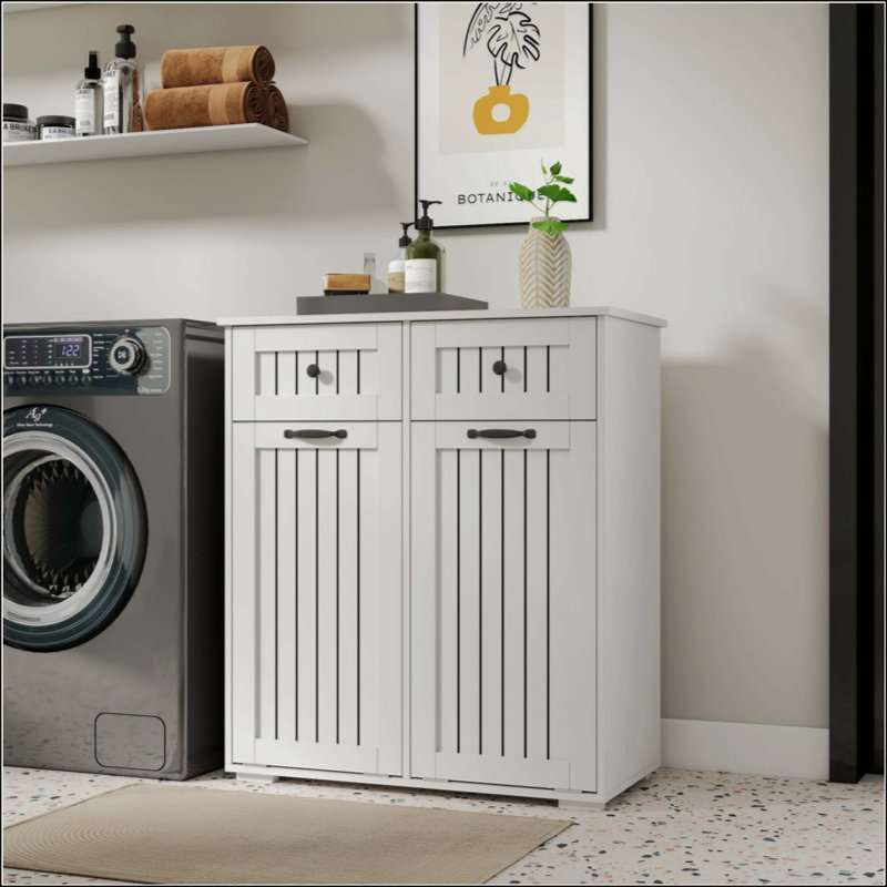 Laundry Cabinet ,With 2 Removable Laundry Basket  And 2 Drawers