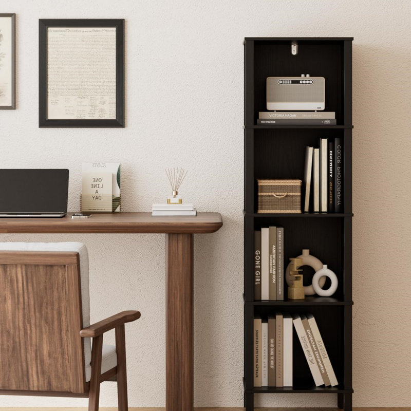 126.5cm H x 36.1cm W Standard Bookcase, Black