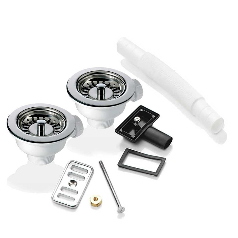 2X 90Mm Waste And Overflow Kit For Astini, RAK, Rangemaster Ceramic Sinks, Chrome
