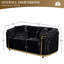 Causeuse de luxe en velours Chesterfield de 63 po avec accoudoirs dorés-853754298