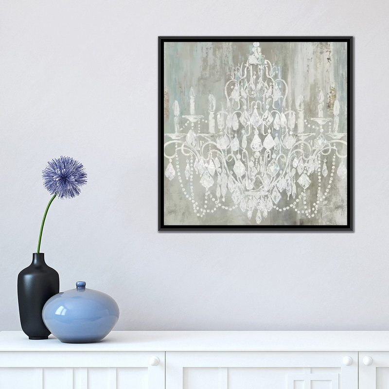 «Chandelier», reproduction sur toile, H 18 po x l 18 po x P 1,5 po, Toile avec cadre noir, Pas de tapis