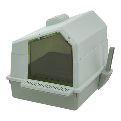 Cleckheat Plastic Enclosed Litter Box with Built-in Scoop and with Lockable Lid