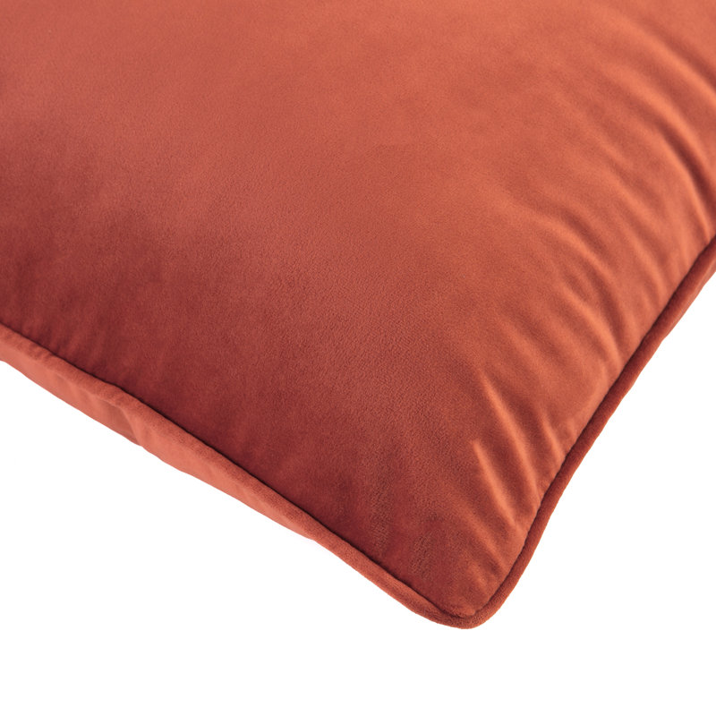 Housse de coussin décoratif en velours de couleur unie Chanasya Holland, 18" x 18", rouille
