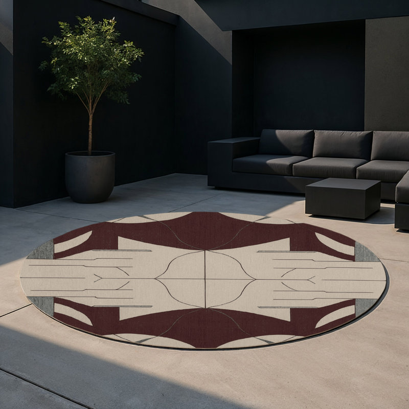 Refined Intersections Indoor And Outdoor Area Rug, Round 5'