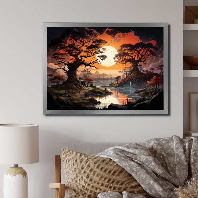«African Baobab Tales I» sur toile, Cadre photo argenté, H 24 po x l 32 po x P 1 po