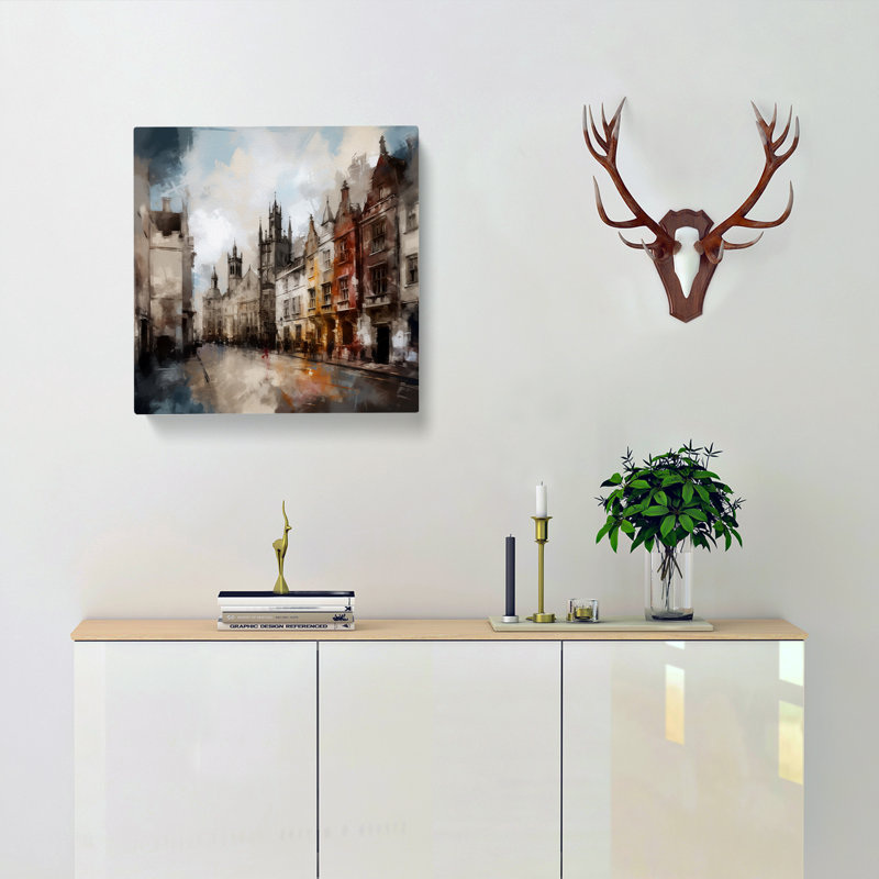 City Of Cambridge Gestural - No Frame Print, 50cm H x 50cm W x 3cm D