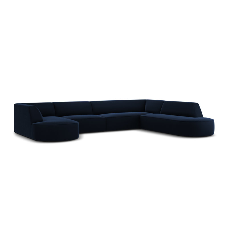 Adoraim 6 Seater Velvet Large Corner Sofa , Right Hand Facing, Royal Blue