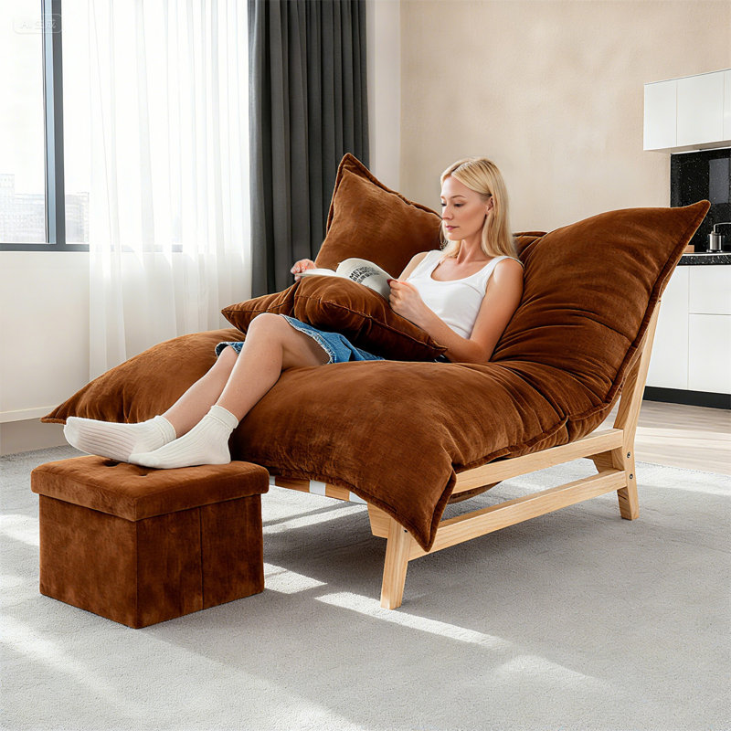 Chaise longue surdimensionnée rembourrée, Brun