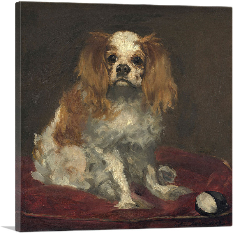 " A King Charles Spaniel 1866 " by Edouard Manet, 26" H x 26" W x 0.75" D