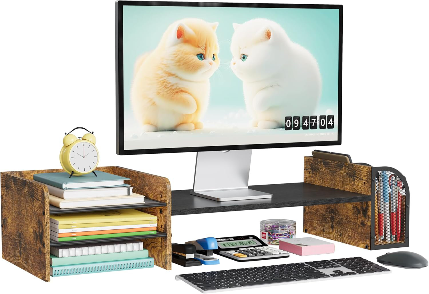 17 Stories Adjustable Monitor Stand With Desk Organizer, Computer ...