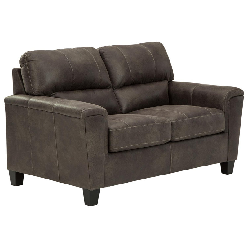 Gwenette 61'' Faux Leather Loveseat, Brown Faux Leather