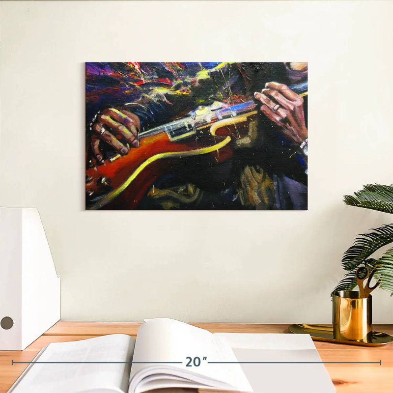 Abarca, guitare, jouant de la musique rock, H 8 po x l 12 po