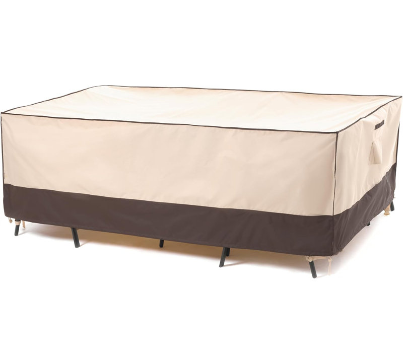 Premium Waterproof Beige and Brown Outdoor Patio Table Cover