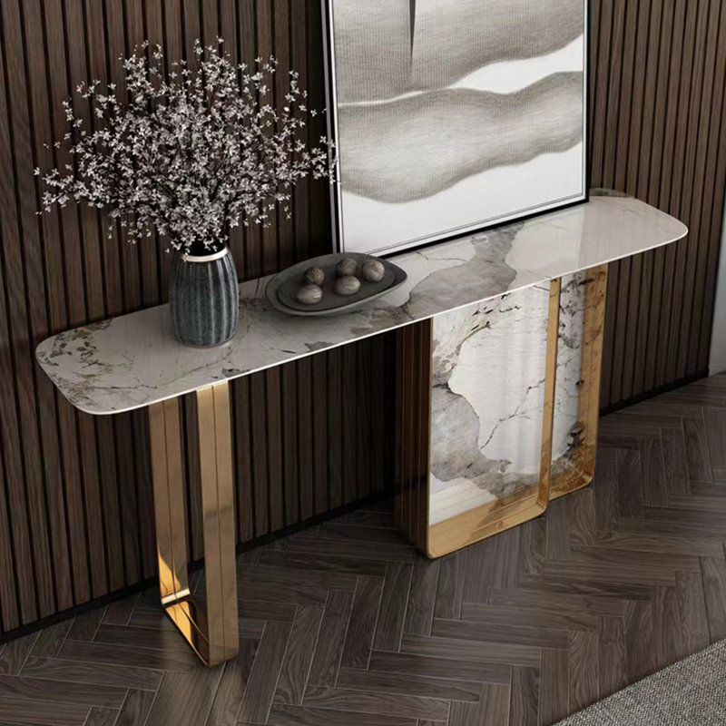 Console de style français en pierre frittée, H 31,5 po x l 55 po x P 15,7 po