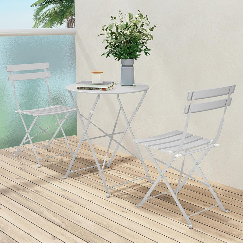 Olilawn Halloween Outdoor Set, 3-piece Folding Outdoor Patio Furniture Set, White