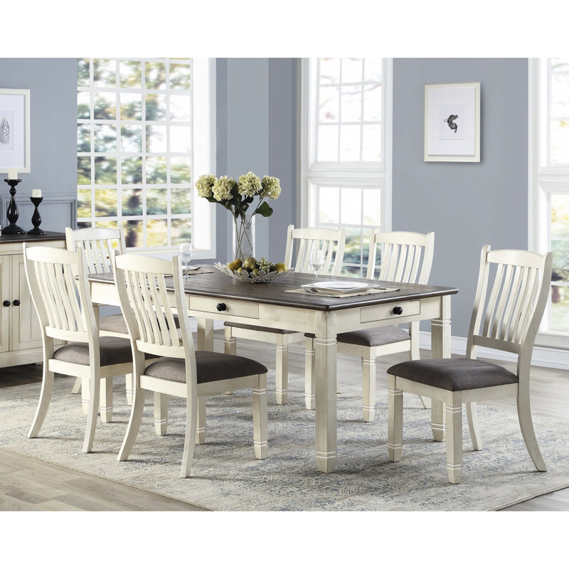 Chaises de salle à manger pour 2 personnes en blanc antique - Tissu rembourré pour place moderne, pièce 2, siège, H 24,5 po x 19,5 po x 40 po