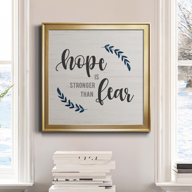 «Hope Is Stronger», art textuel sur toile, Or, H 17,5 po x l 17,5 po x P 1,5 po