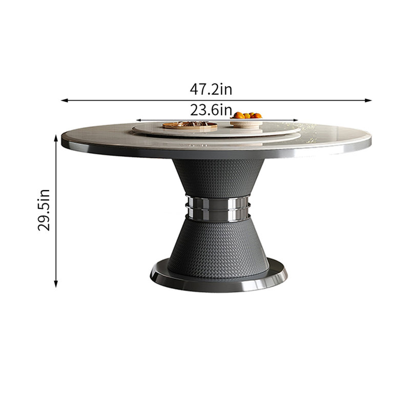 Tables de salle à manger rondes en marbre blanc naturel, H 29,5 po x L 47,2 po x l 47,2 po