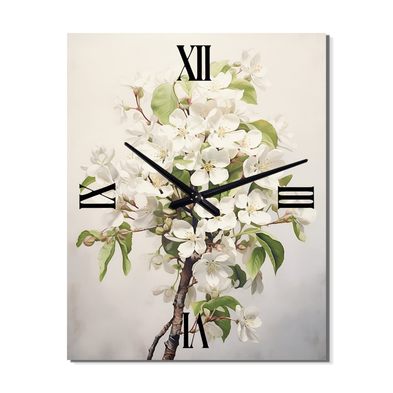 Fleur de pommier élégance monochromatique XXV - Horloges murales florales, Grand